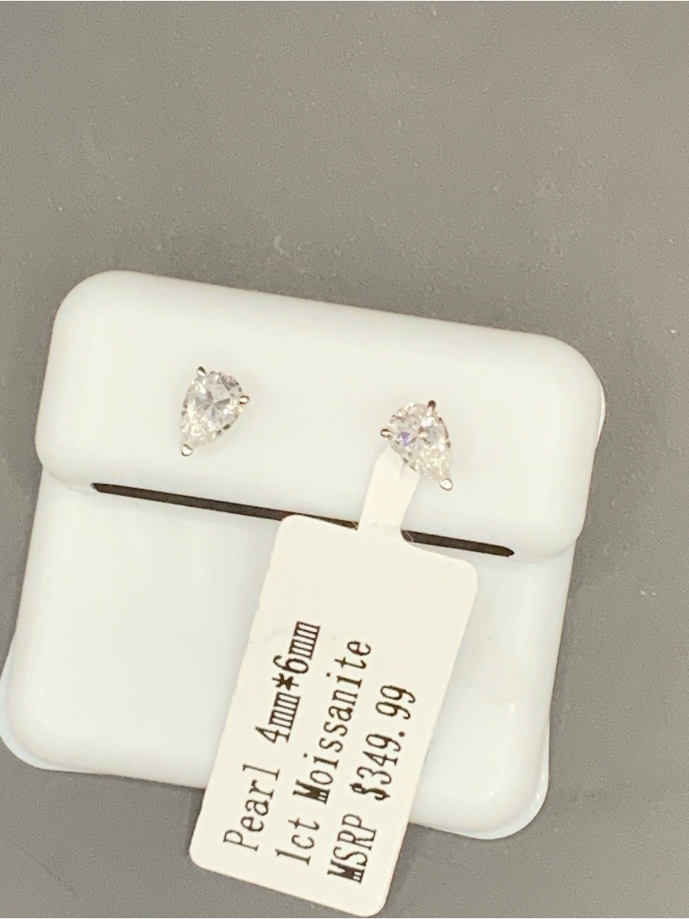 Moissanite Pear Cut Stud Earrings in White